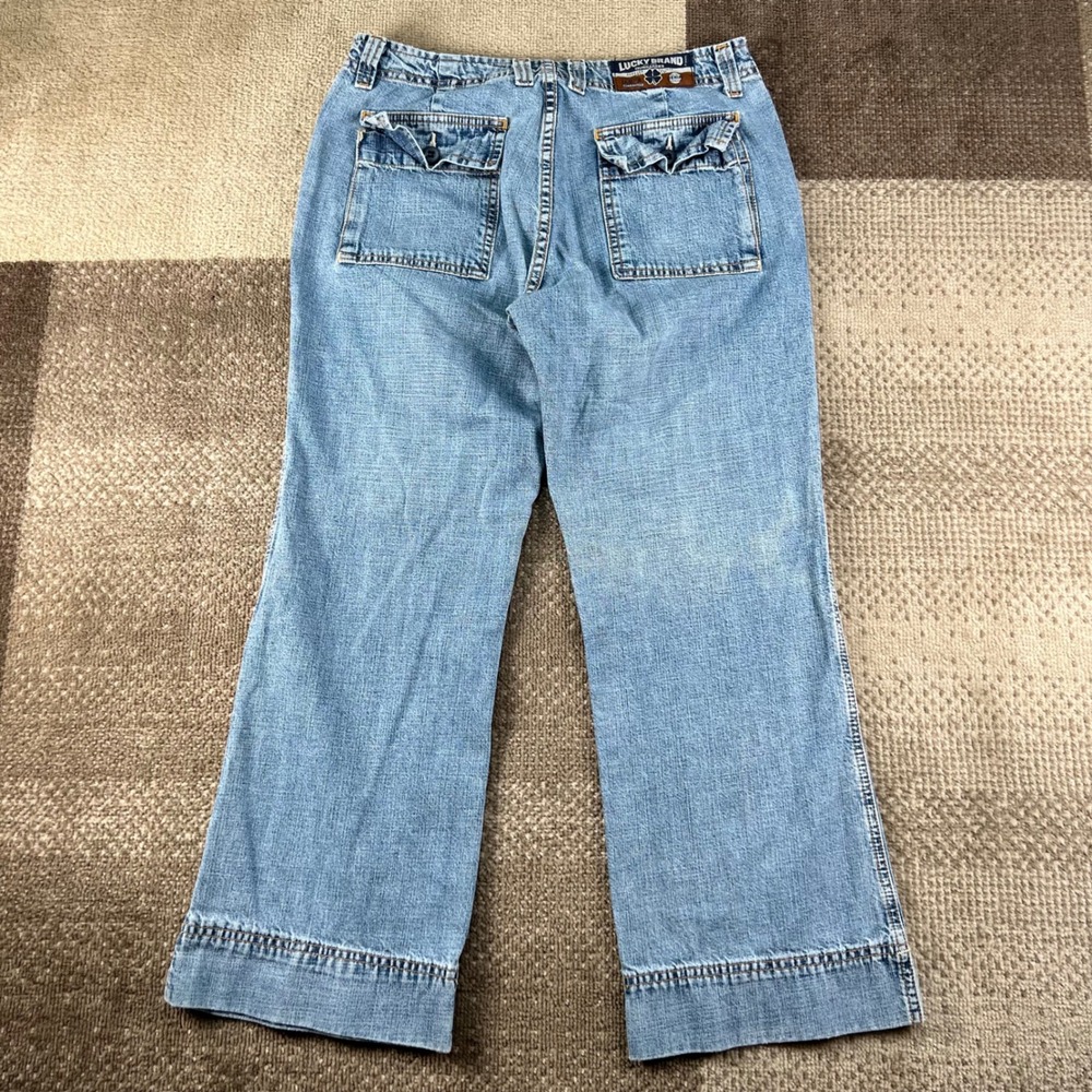Vintage Lucky Brand Dungarees Jeans Womens 8/29 Blue Denim Wide Leg Cargo USA - Picture 3 of 8